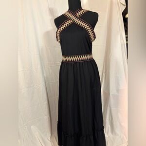 SHEIN Black Strapless Dress with Colorful Zigzag Trim Size XL